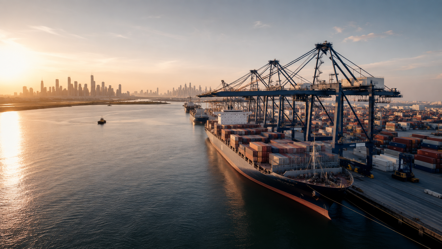 International cargo port and global shipping operations