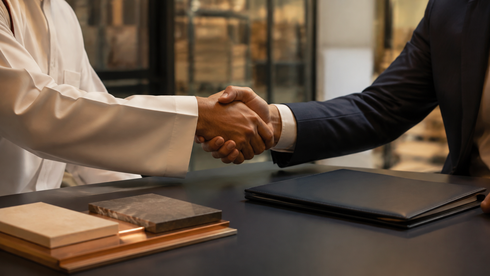 International business partners completing an agreement
